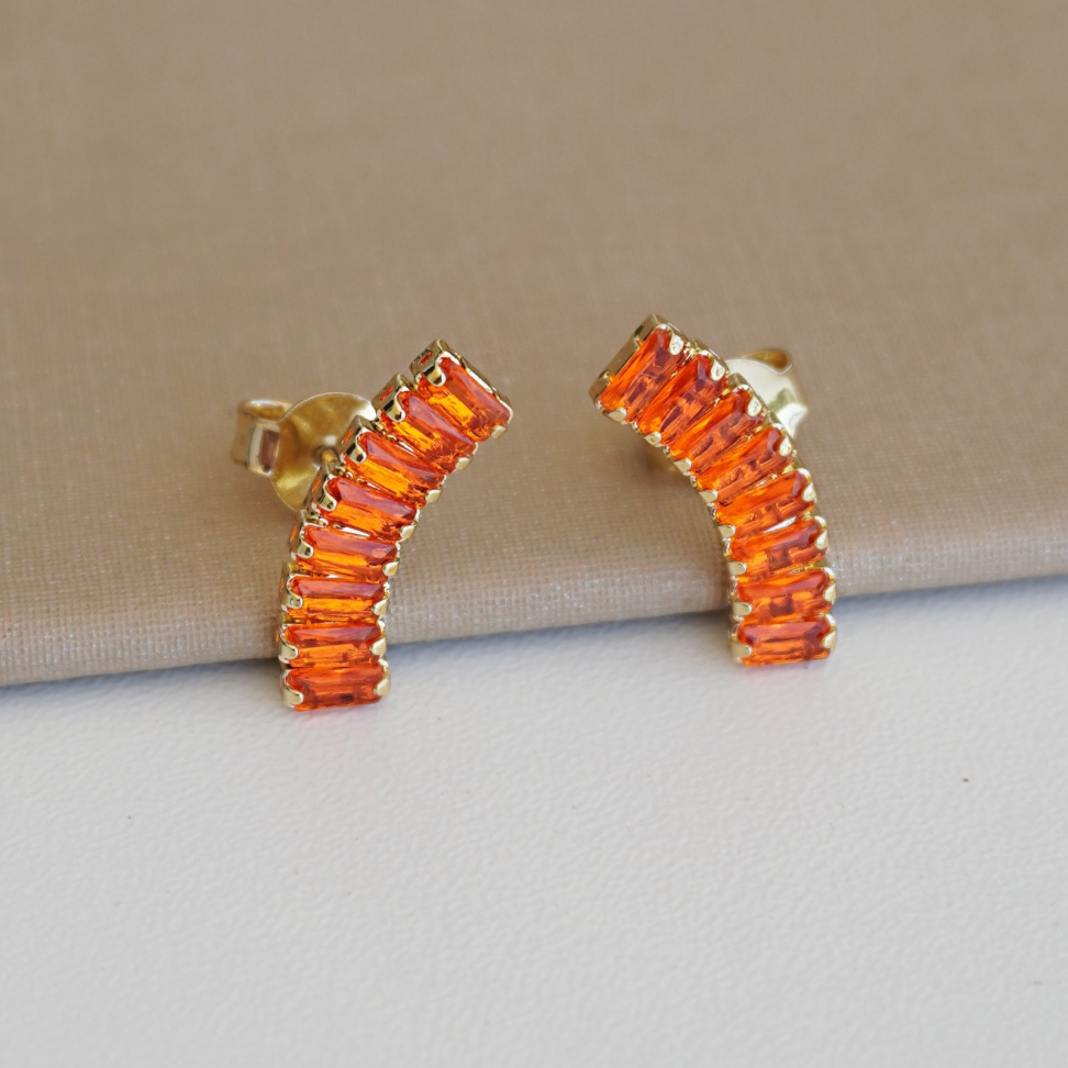 Brinco Earcuff Riviera Baguete Laranja - #3