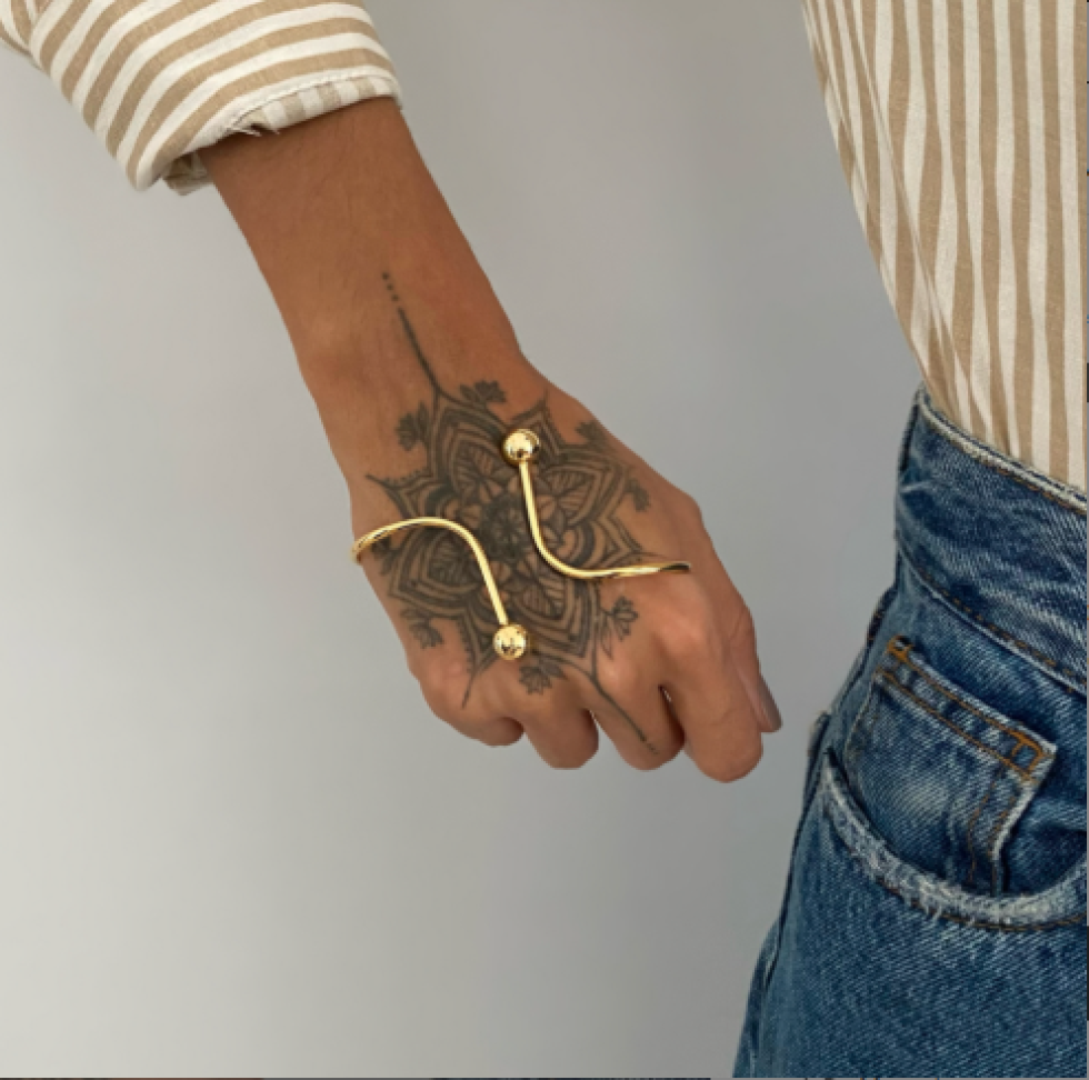 Bracelete de Mão Dupla Esfera
