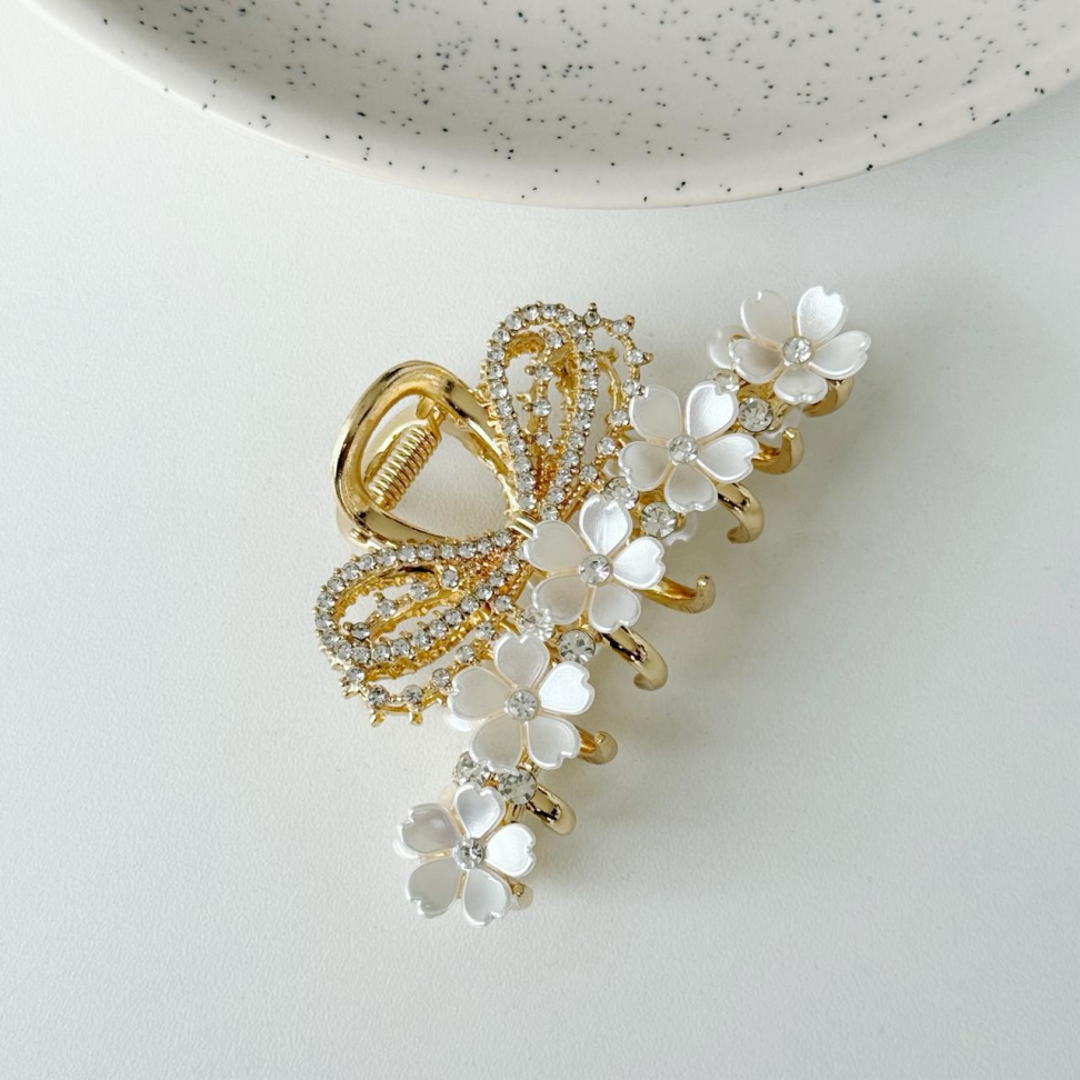 Presilha Laço Strass Com Flores