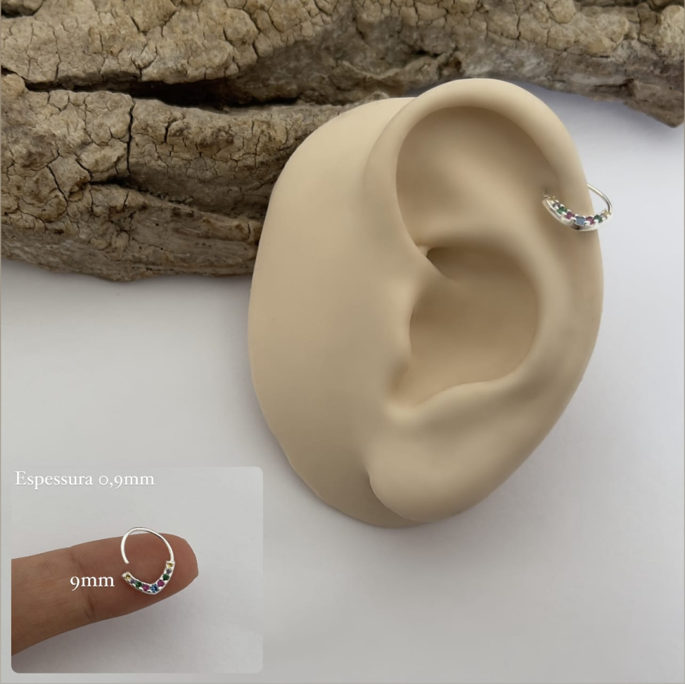 Piercing Argola Torção V Colors | Prata 925 - #3