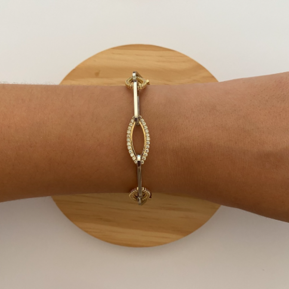 Pulseira Elo Eyes Cravejado Duo