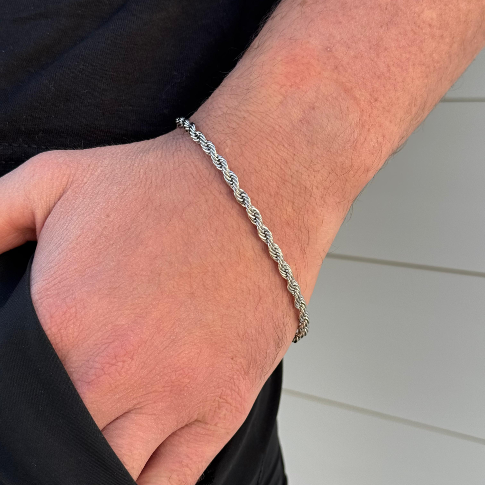 Pulseira Masculina Cordão Baiano Petit | Aço Inox