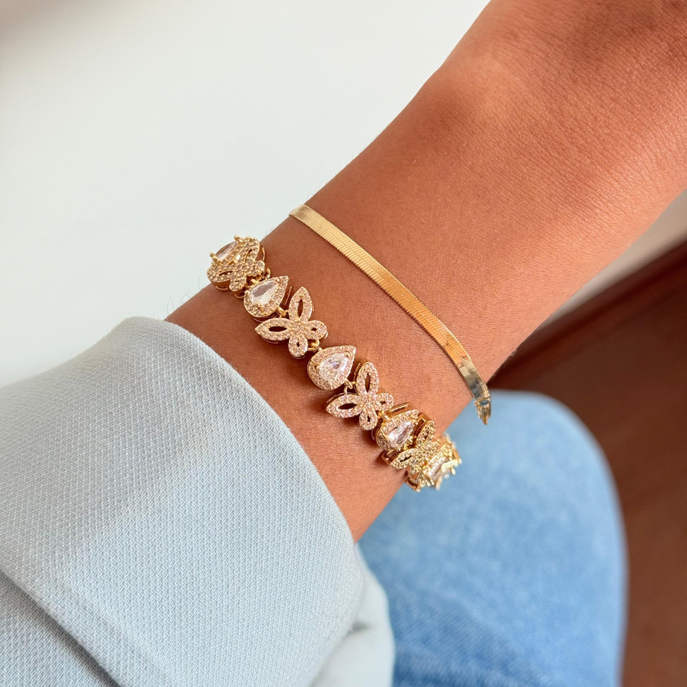 Pulseira Borboletas Zircônias