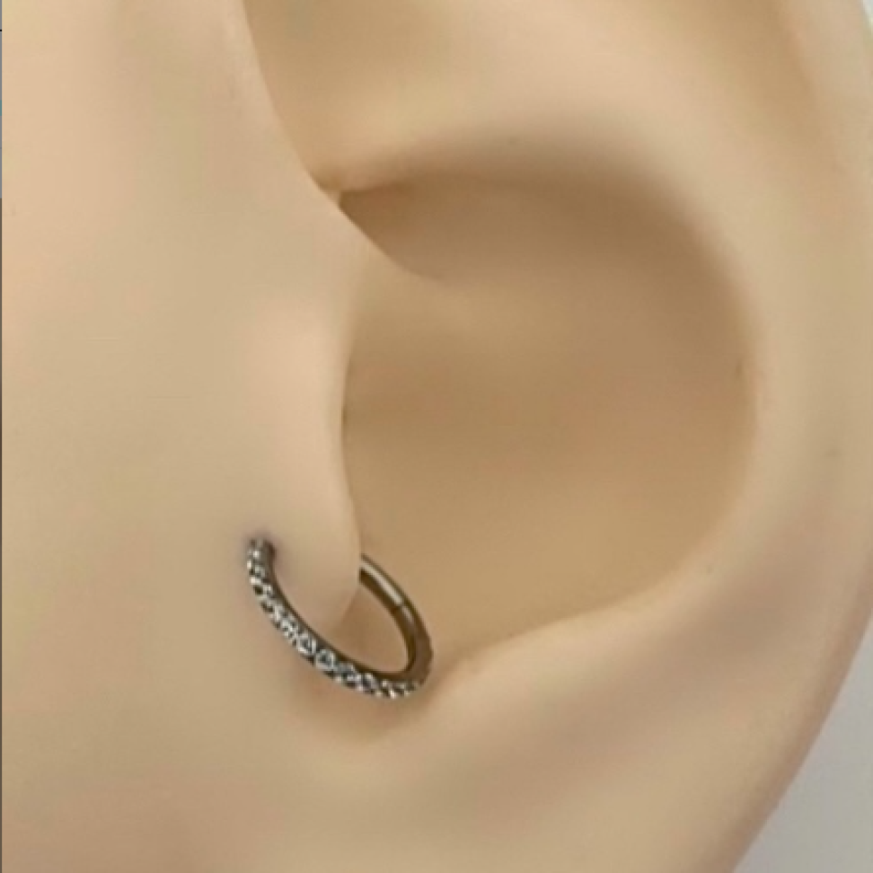 Piercing Argola Segmentada Cravejada 8x1.2mm | Titânio