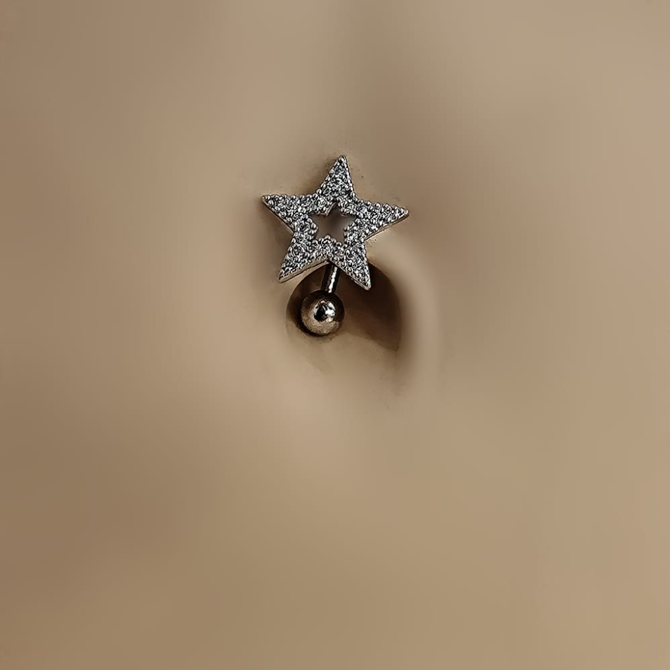 Piercing Umbigo Estrela Zircônias Maxi