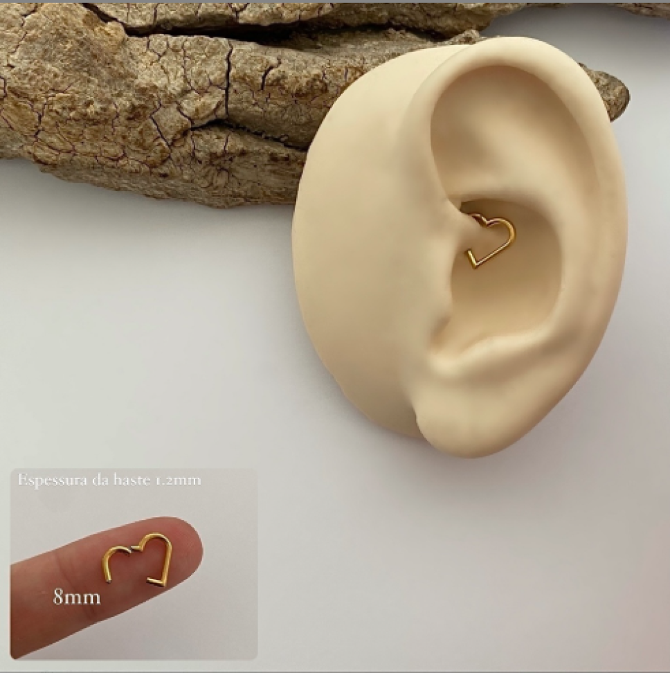 Piercing Coração Segmentado Liso | Titânio