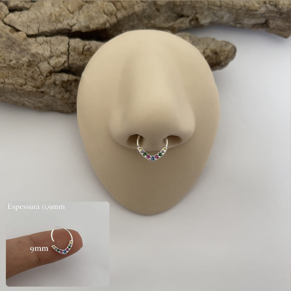 Piercing Argola Torção V Colors | Prata 925