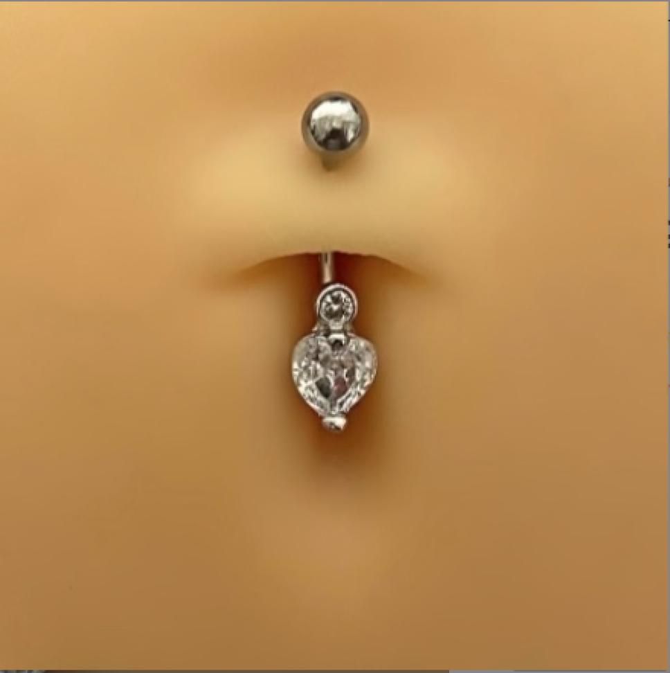 Piercing Umbigo Coração & Ponto de Luz