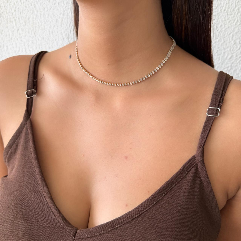 Colar Choker Riviera Navete Cristal