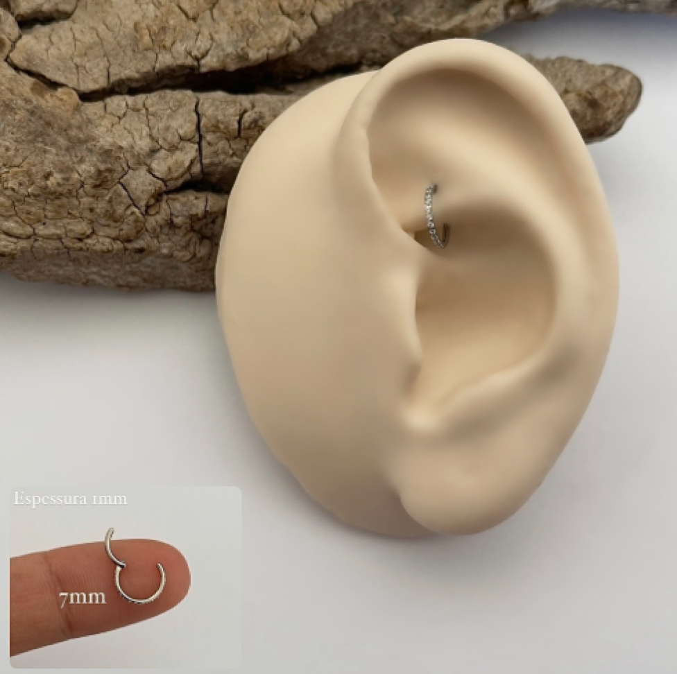 Piercing Argola Segmentada Cravejada 7x1mm - #4