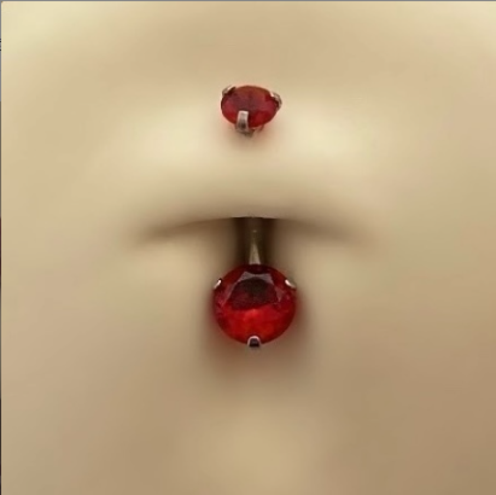 Piercing Umbigo Esferas Vermelho