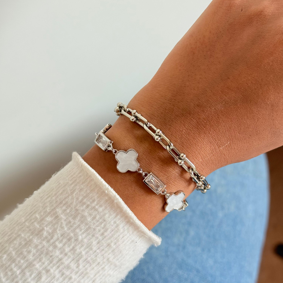 Pulseira Gravata Trevos Perolados