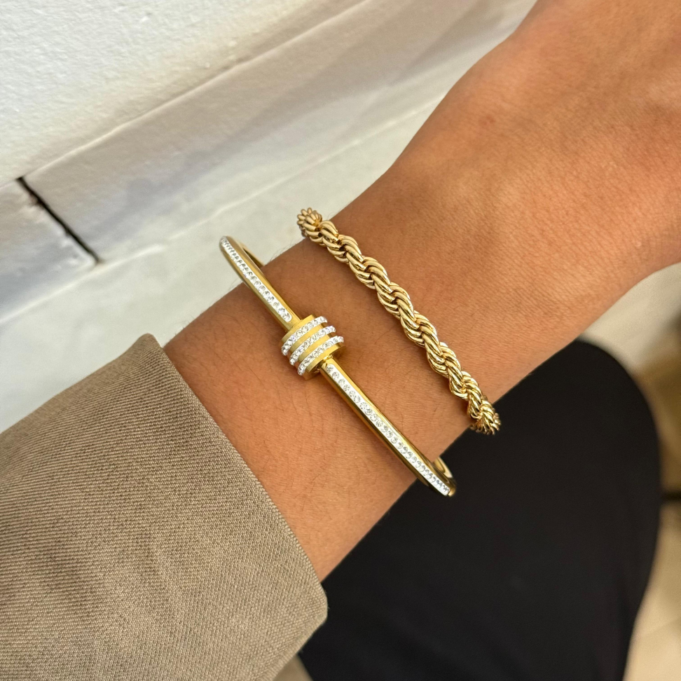 Bracelete Cravejado | Aço Inox