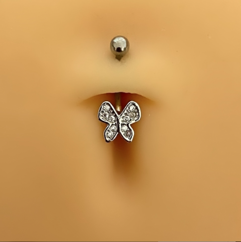 Piercing Barbell Mini Borboleta Zircônias