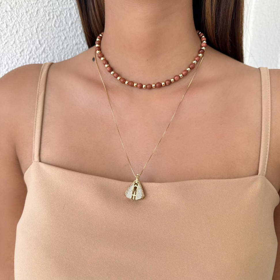 Colar Nossa Senhora Aparecida Dupla Face M
