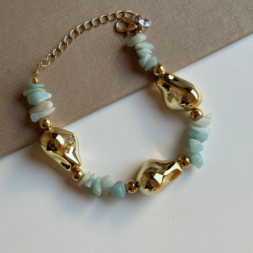 Pulseira Gotas Orgânicas & Cascalhos Verdes - #3