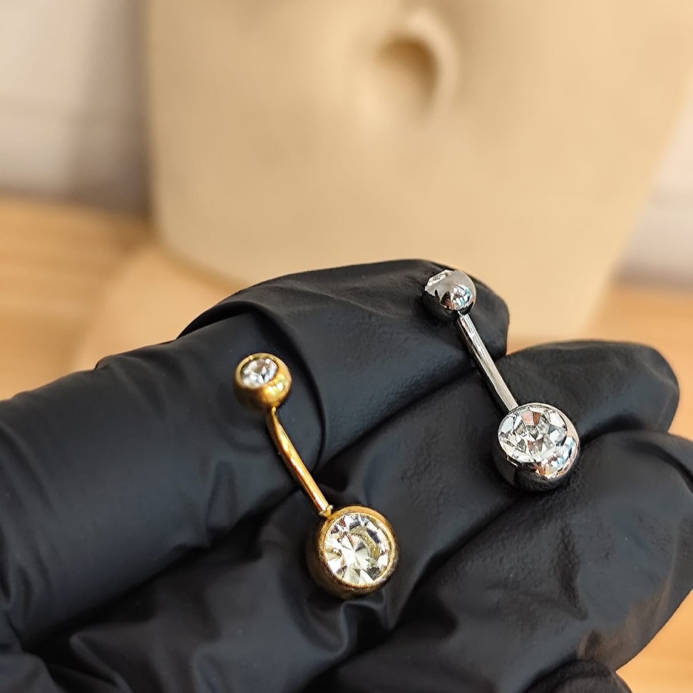 Piercing Umbigo Ponto de Luz Duplo | Titânio
