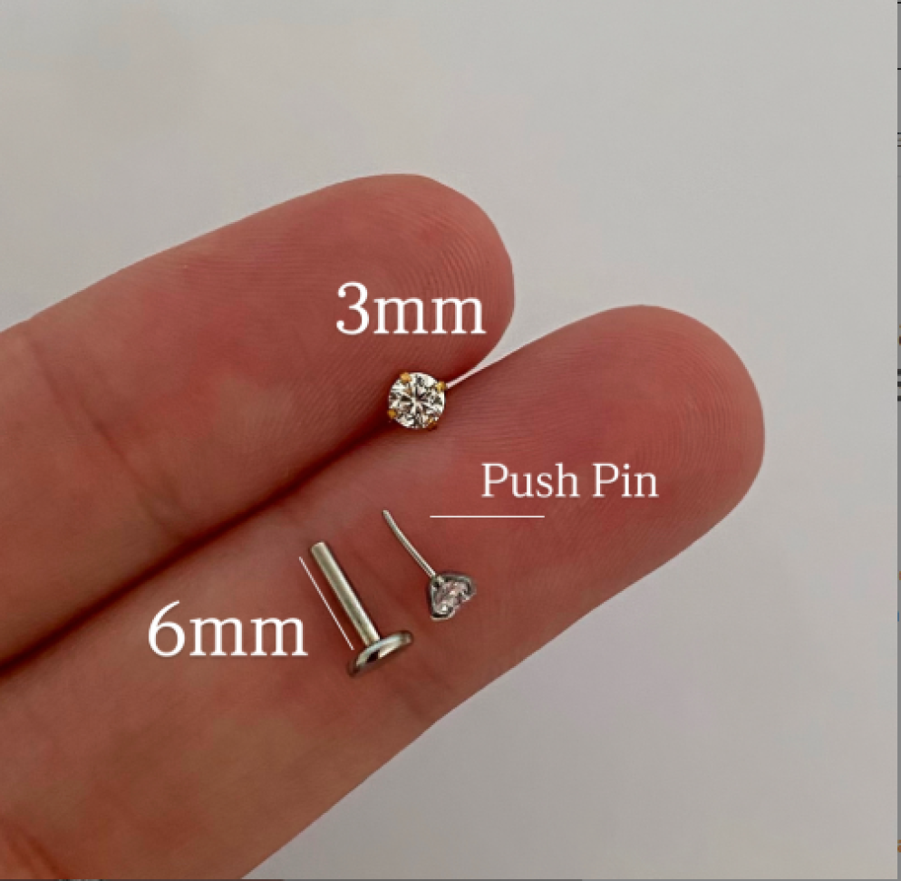 Piercing Labret Pushpin Ponto de Luz 6x1.2 | 3mm