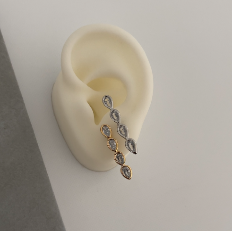 Brinco Ear Cuff Gotas Zircônia