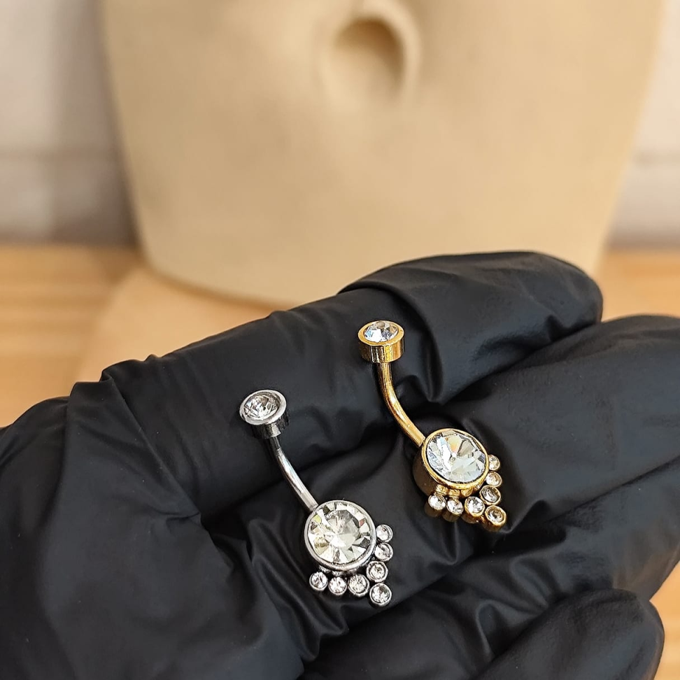 Piercing Umbigo Ponto de Luz Cristal | Titânio
