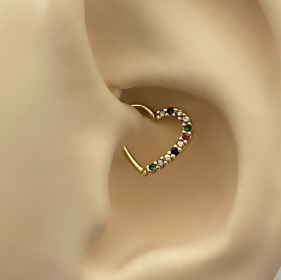 Piercing Torção Coração Colors Dourado