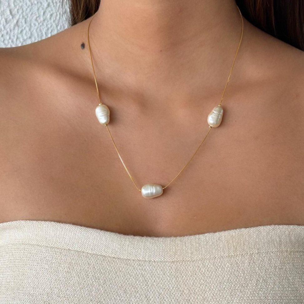 Colar Veneziana Pérolas Barrocas