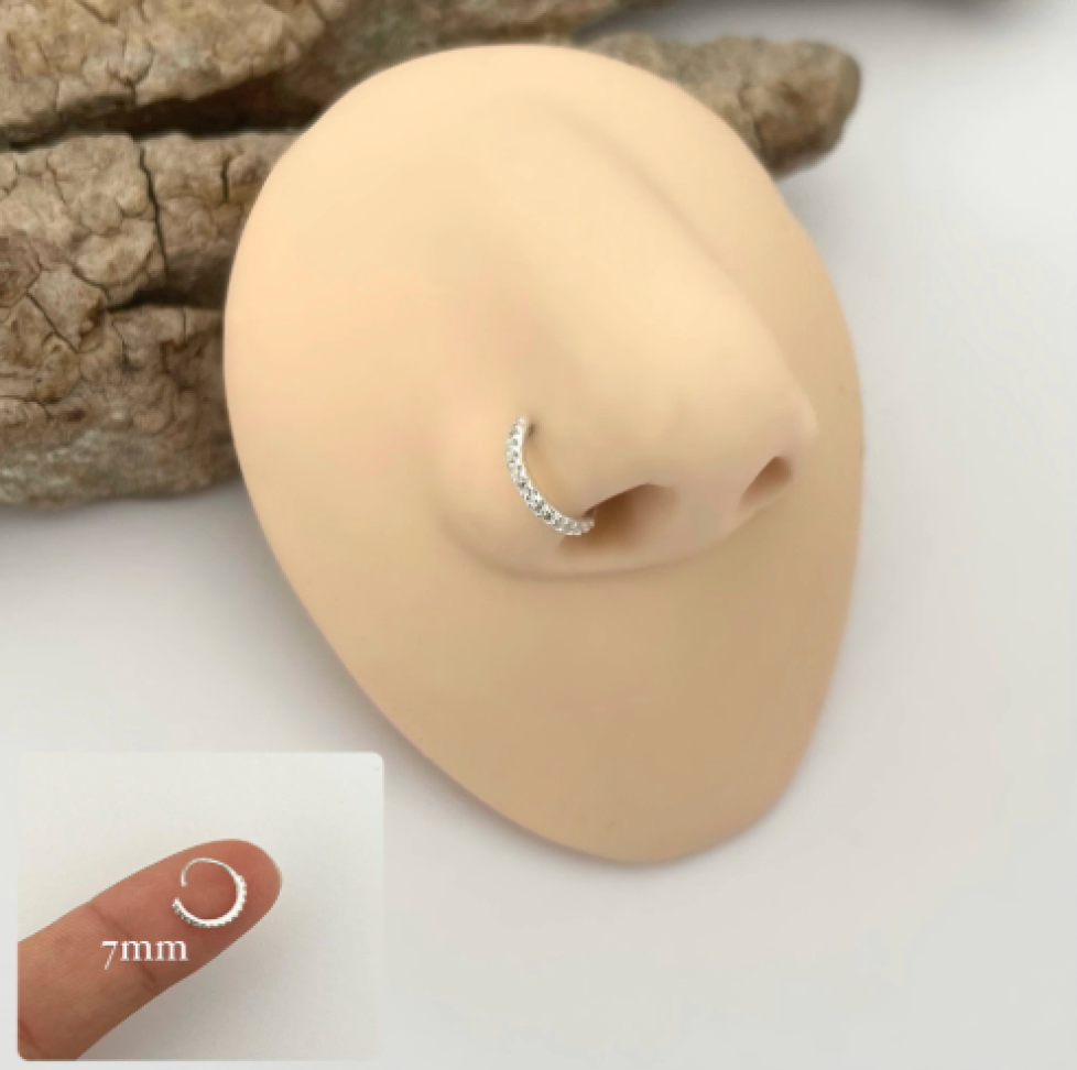 Piercing Torção 7mm Zircônias | Prata 925