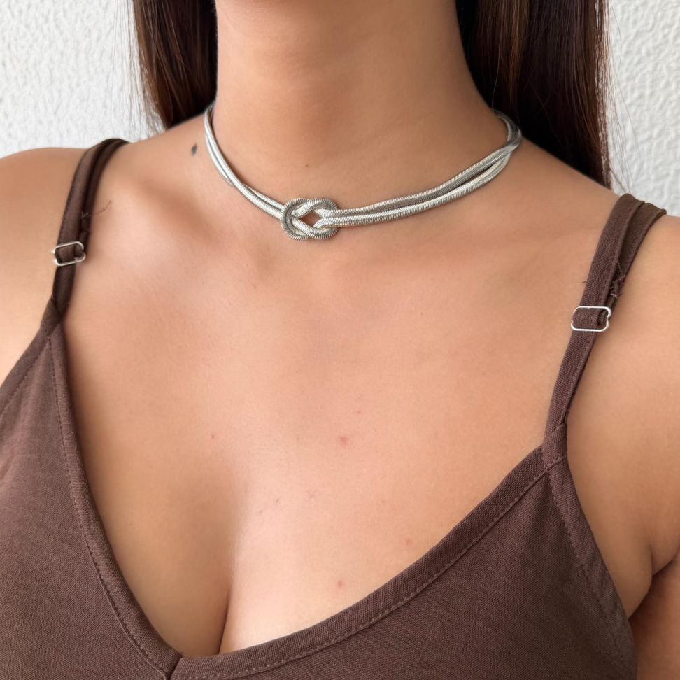 Colar Choker Malha Dupla Com Nó - #3