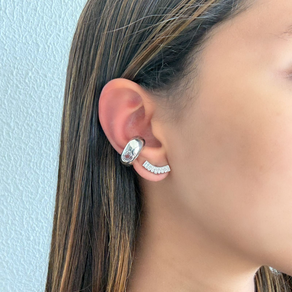 Brinco Ear Cuff Baguete Cristal