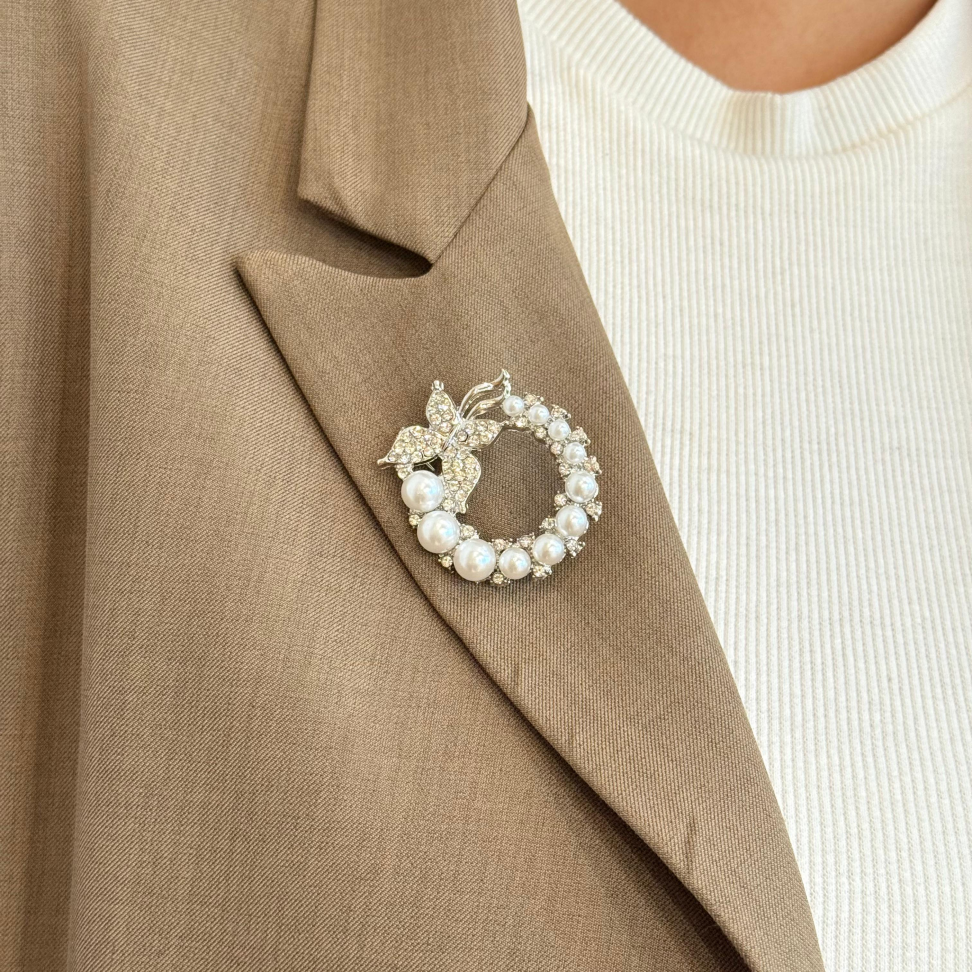 Broche Borboleta Pérolas