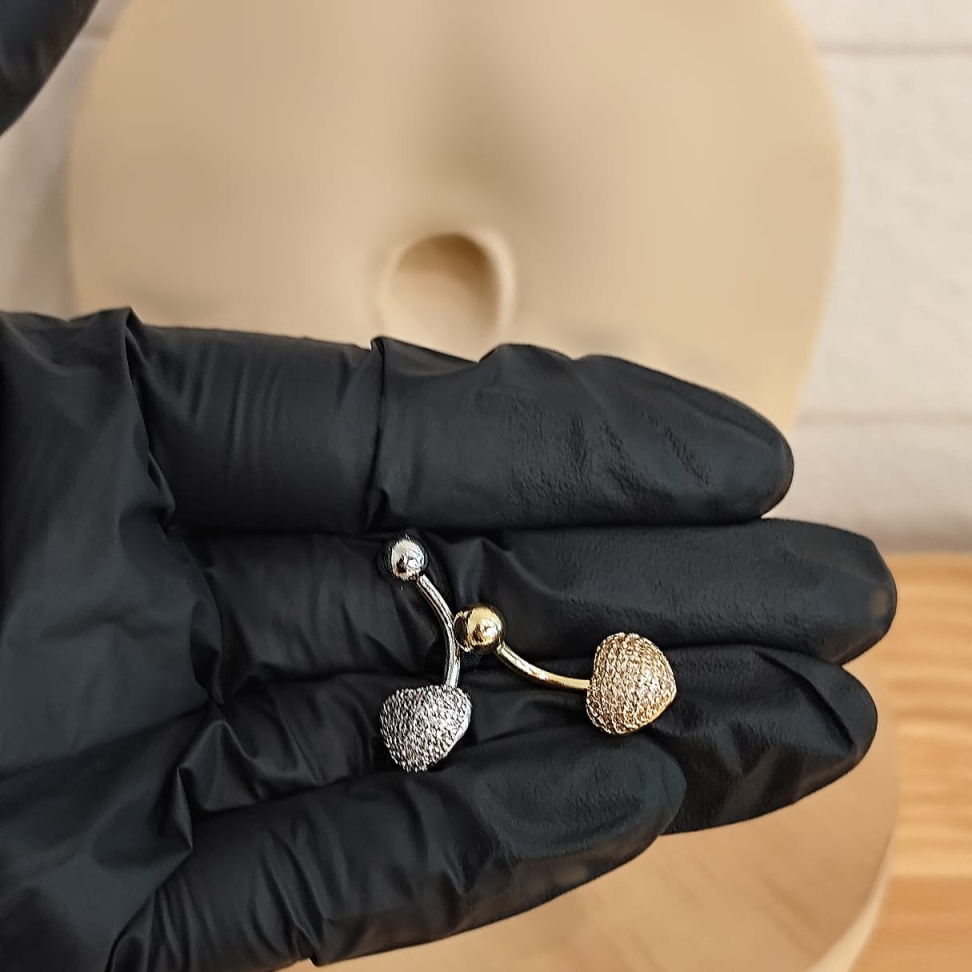 Piercing Umbigo Coração Cravejado Maxi