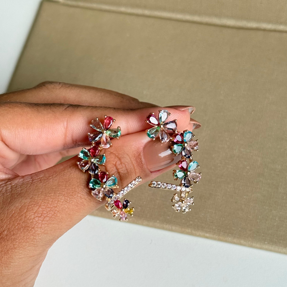 Brinco Ear Cuff Flores Colors - #3