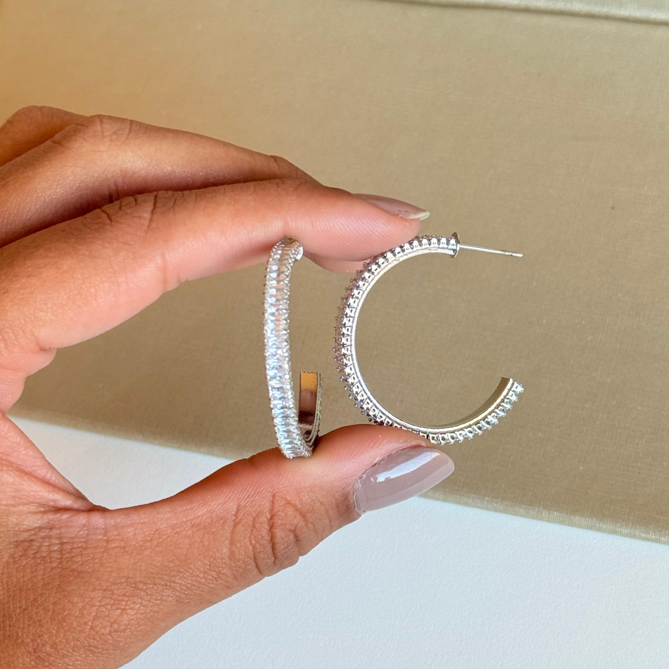 Brinco Argola Baguete Cristal | 27mm - #4