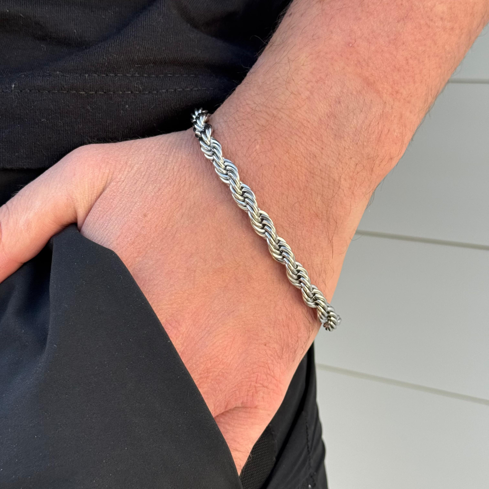 Pulseira Masculina Cordão Baiano Maxi | Aço Inox - #3