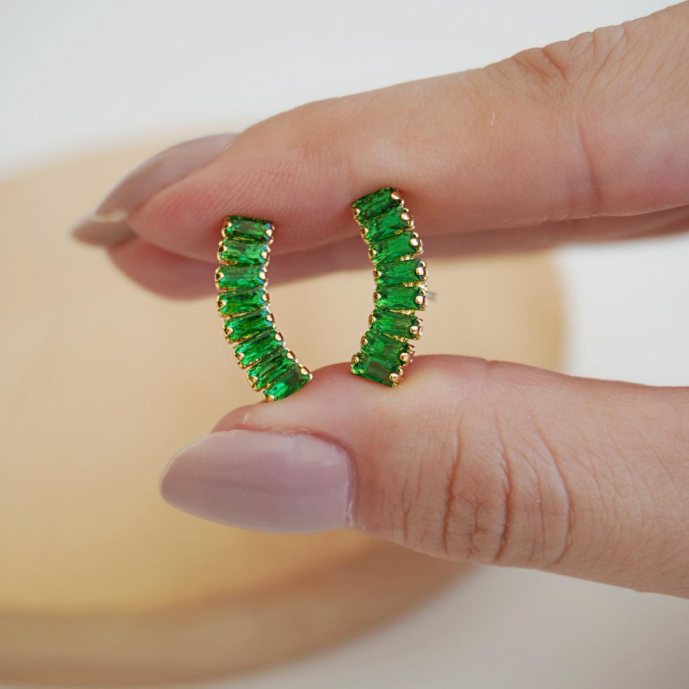 Brinco Earcuff Riviera Baguete Verde - #3