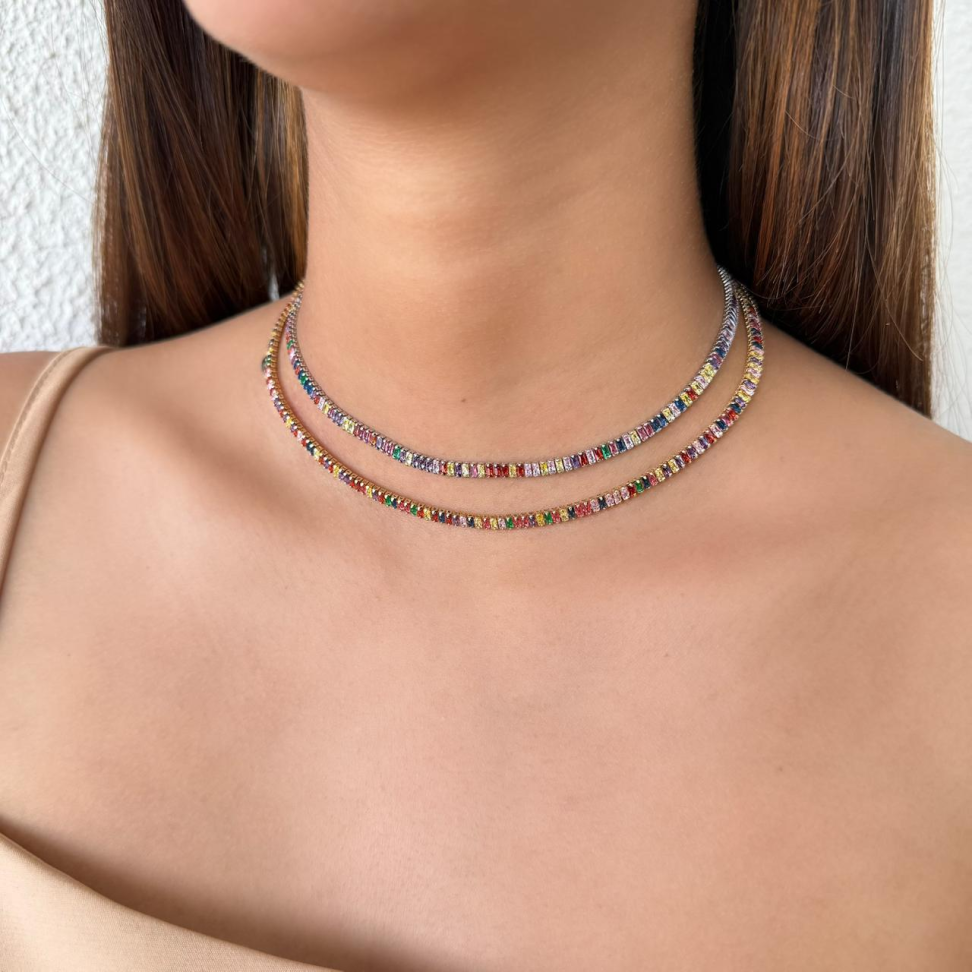 Colar Choker Riviera Baguete Colors
