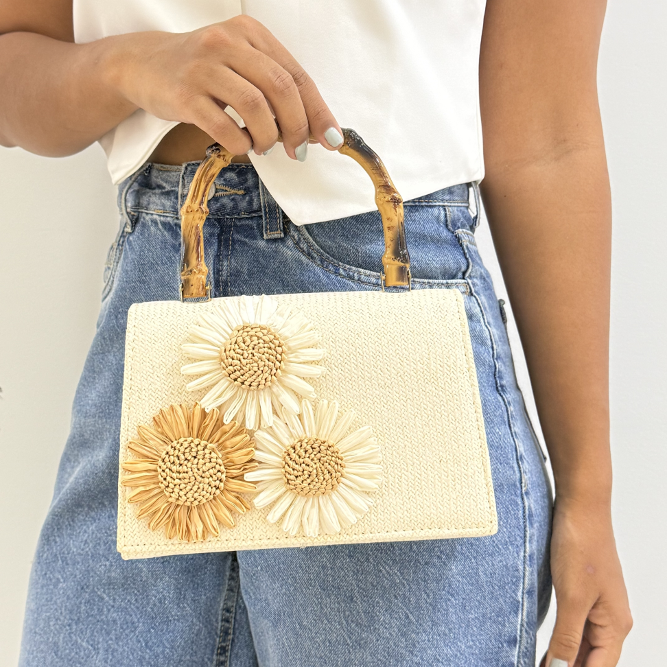 Bolsa Palha Flores
