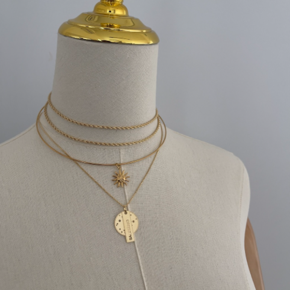 Colar Pingente Placa Signos Dourado - #9