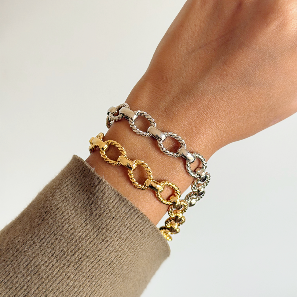 Pulseira Elos Lisos e Trabalhados