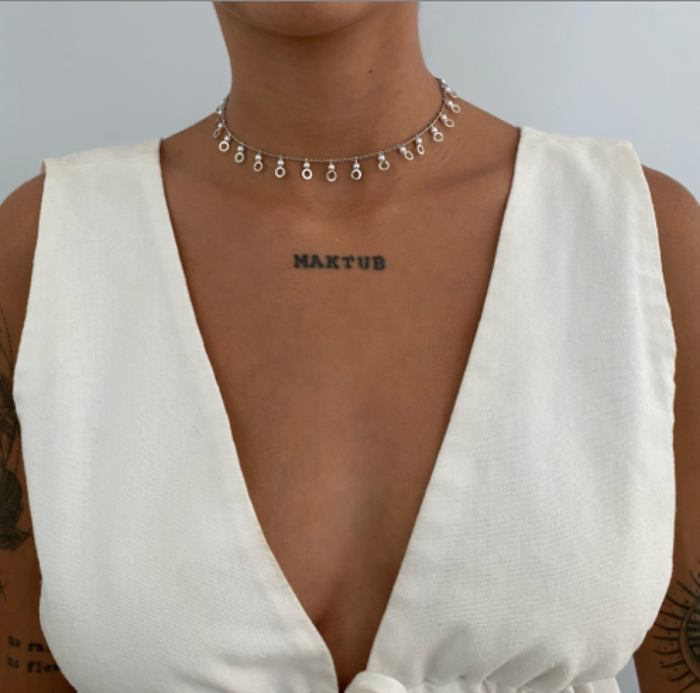 Colar Choker Pérola Com Círculos