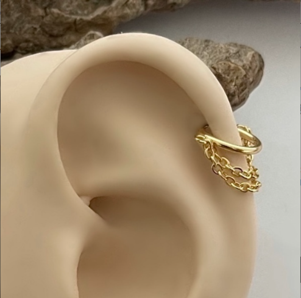 Piercing Argola Segmentada Corrente Dupla