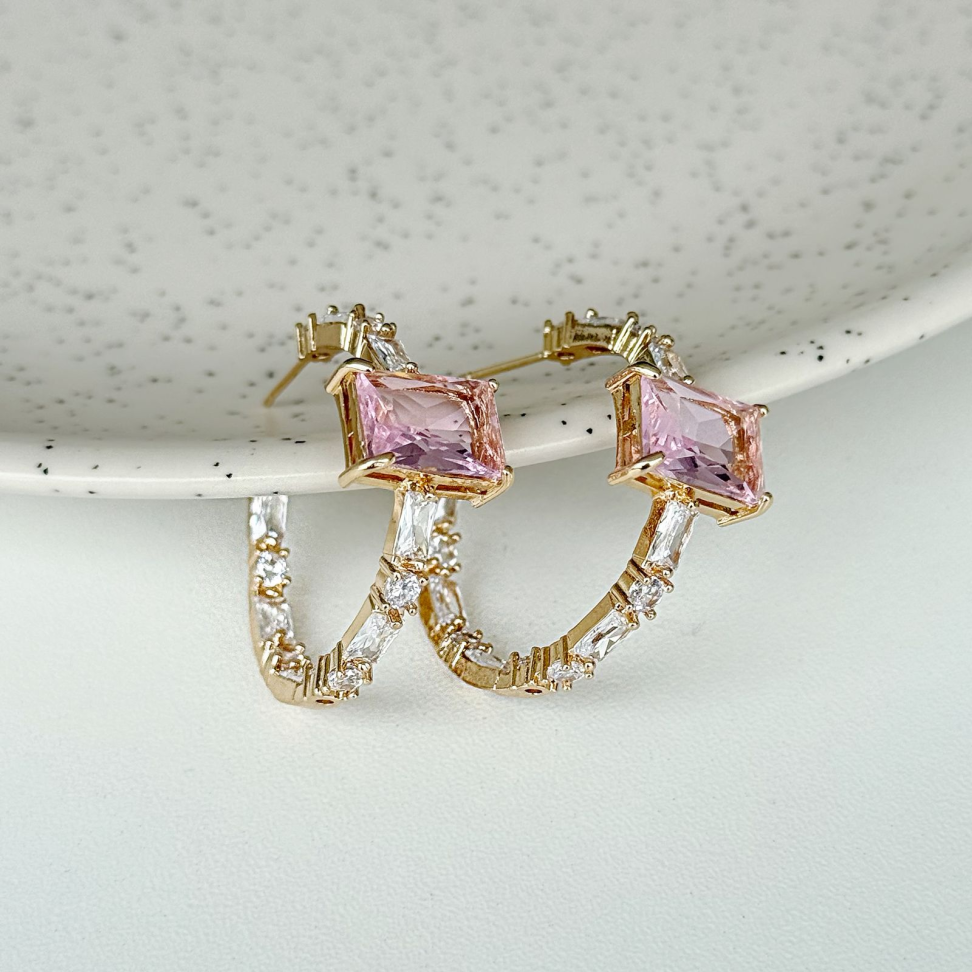 Brinco Argola Zircônias Square - #14