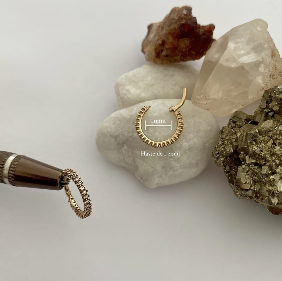 Piercing Argola Cravejada Click | Ouro 10K