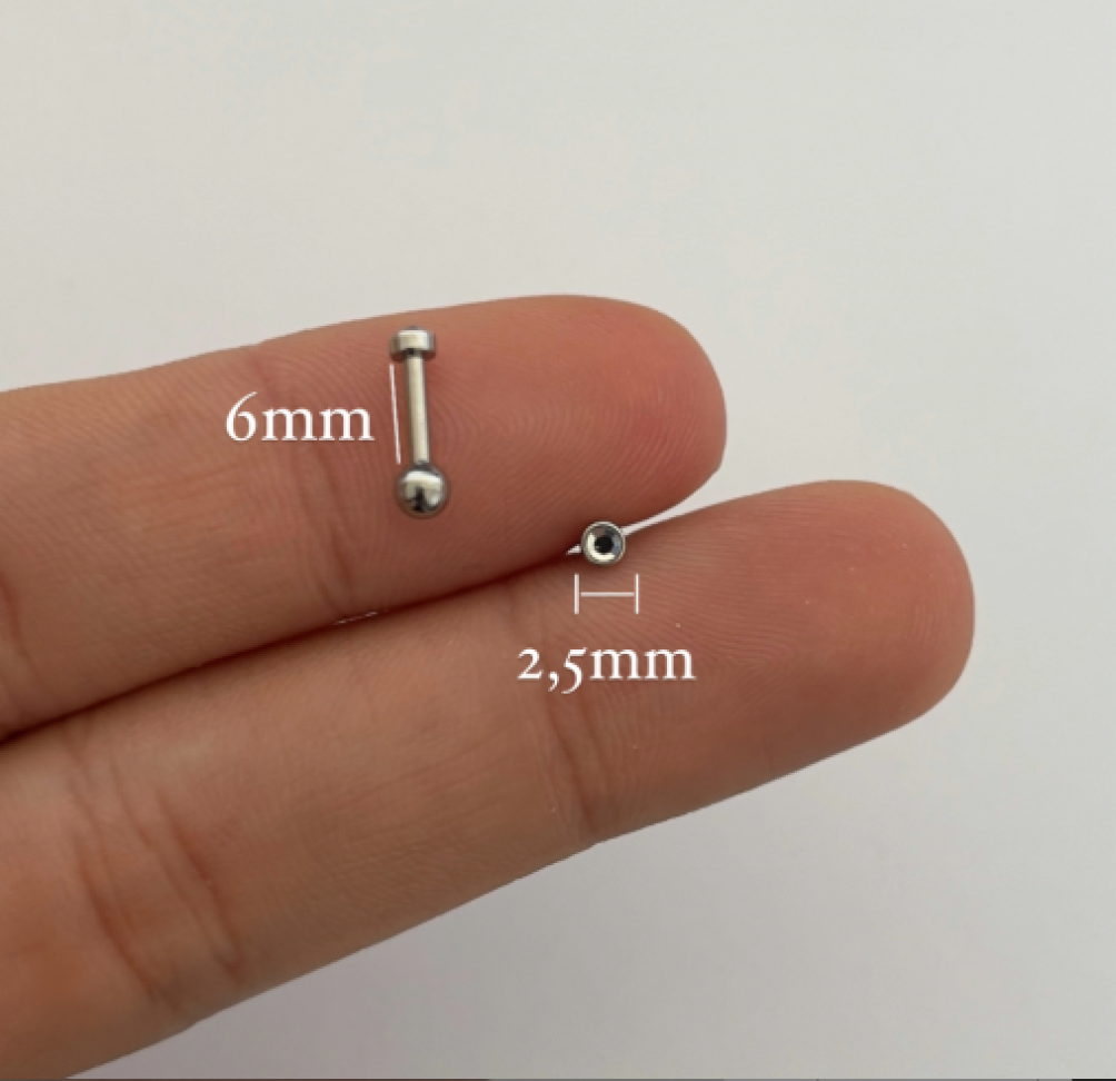 Piercing Cravação Inglesa Ponto de Luz 6x1.2 | 2.5mm