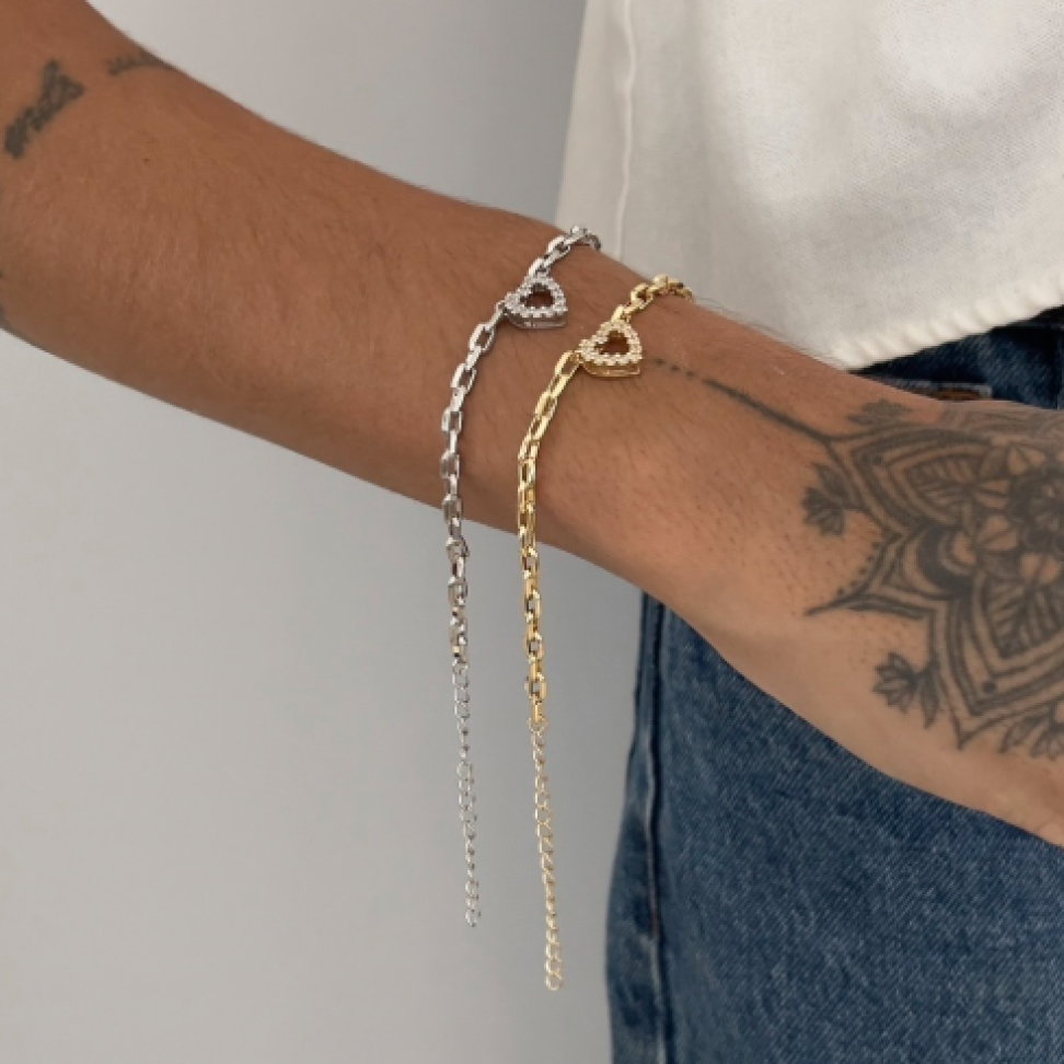 Pulseira Coração Cravejado