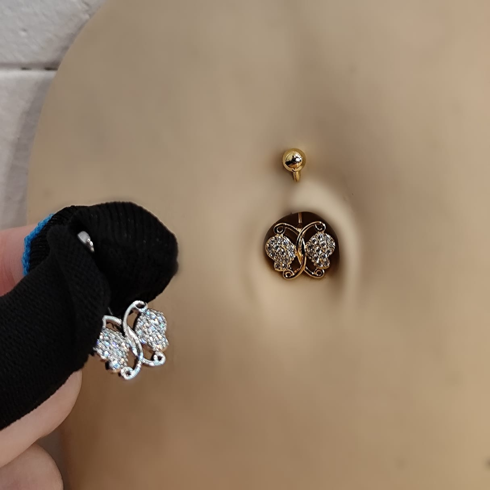 Piercing Umbigo Borboleta Maxi Zircônias