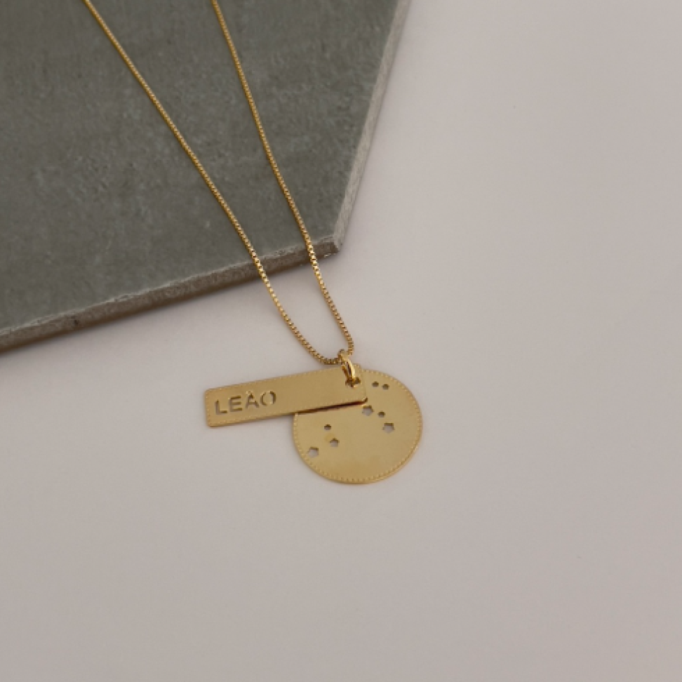 Colar Pingente Placa Signos Dourado - #4