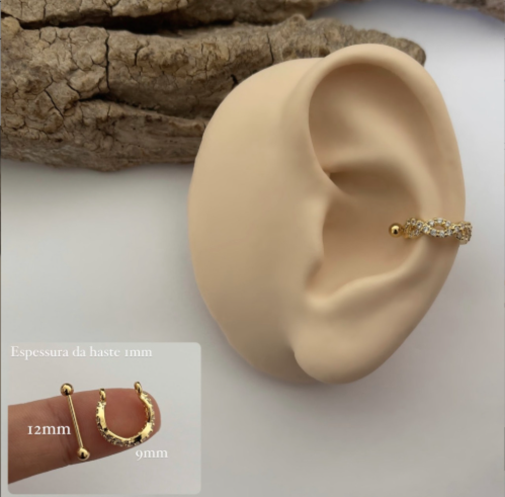 Piercing Conch Waves Cravejado