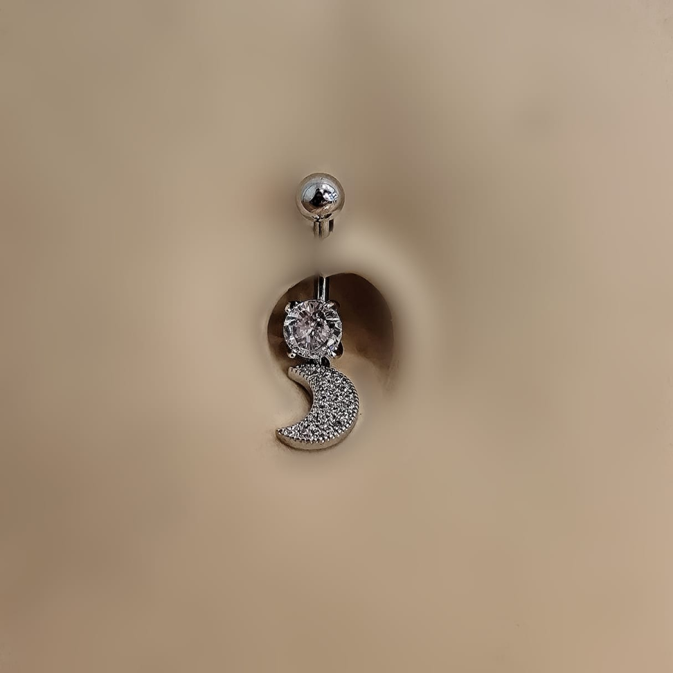 Piercing Umbigo Ponto de Luz & Lua Cristal