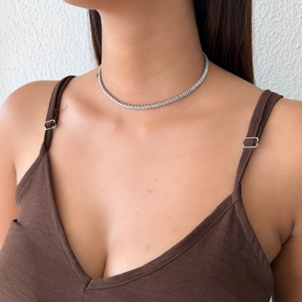 Colar Choker Riviera Square Cristal